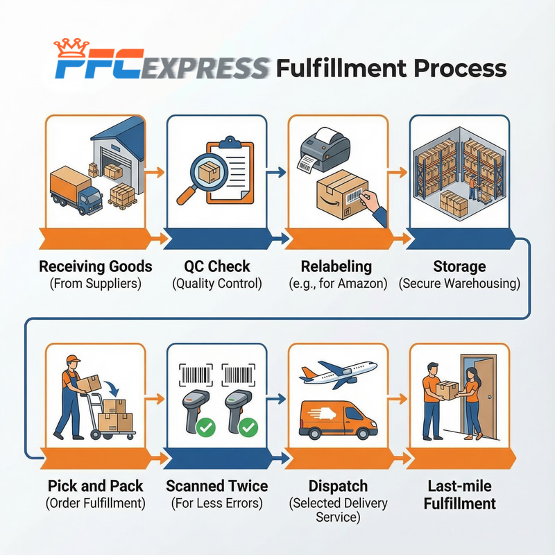 PFC Order Fulfillment Process - Detailed picking and packing workflow infographic