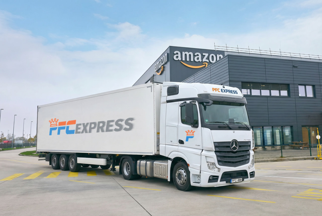 PFC Express truck delivering inventory to Amazon FBA fulfillment center